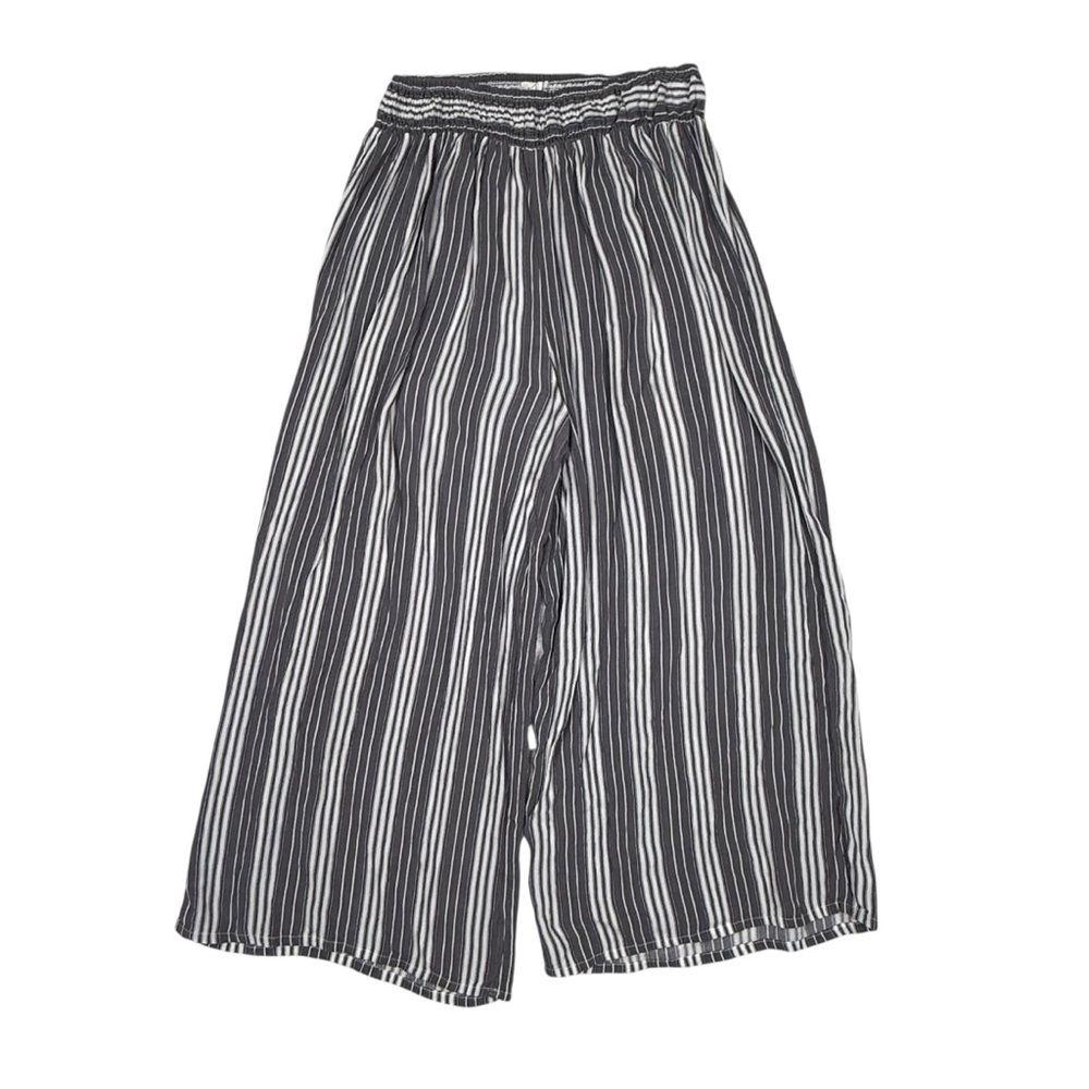 Striped Wide Leg Pants - Black and White